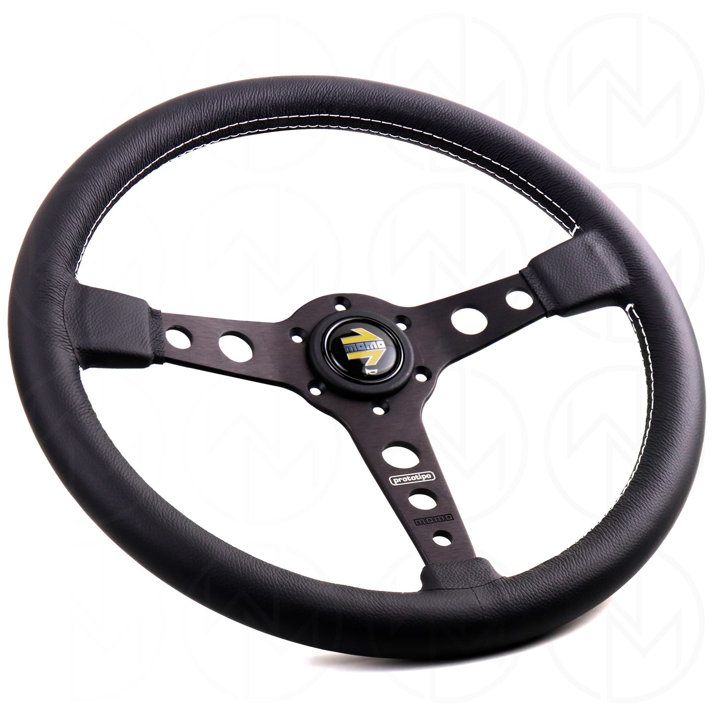 Momo Prototipo Steering Wheel - 370mm Leather w/Black Spokes