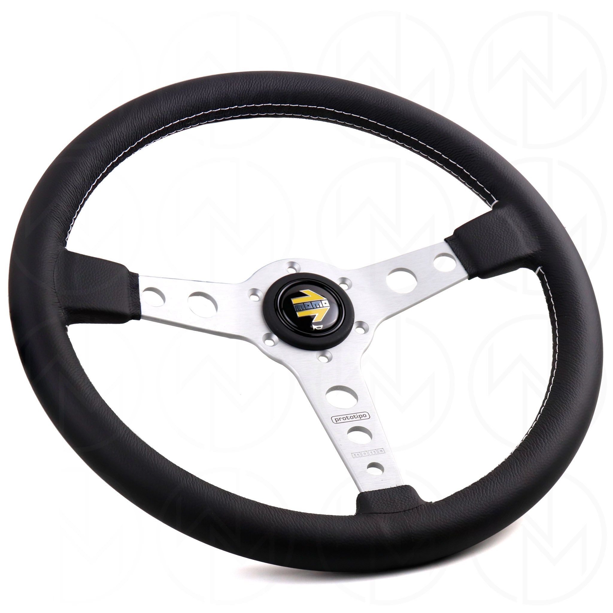Momo Prototipo Steering Wheel - 370mm Leather w/Silver Spokes