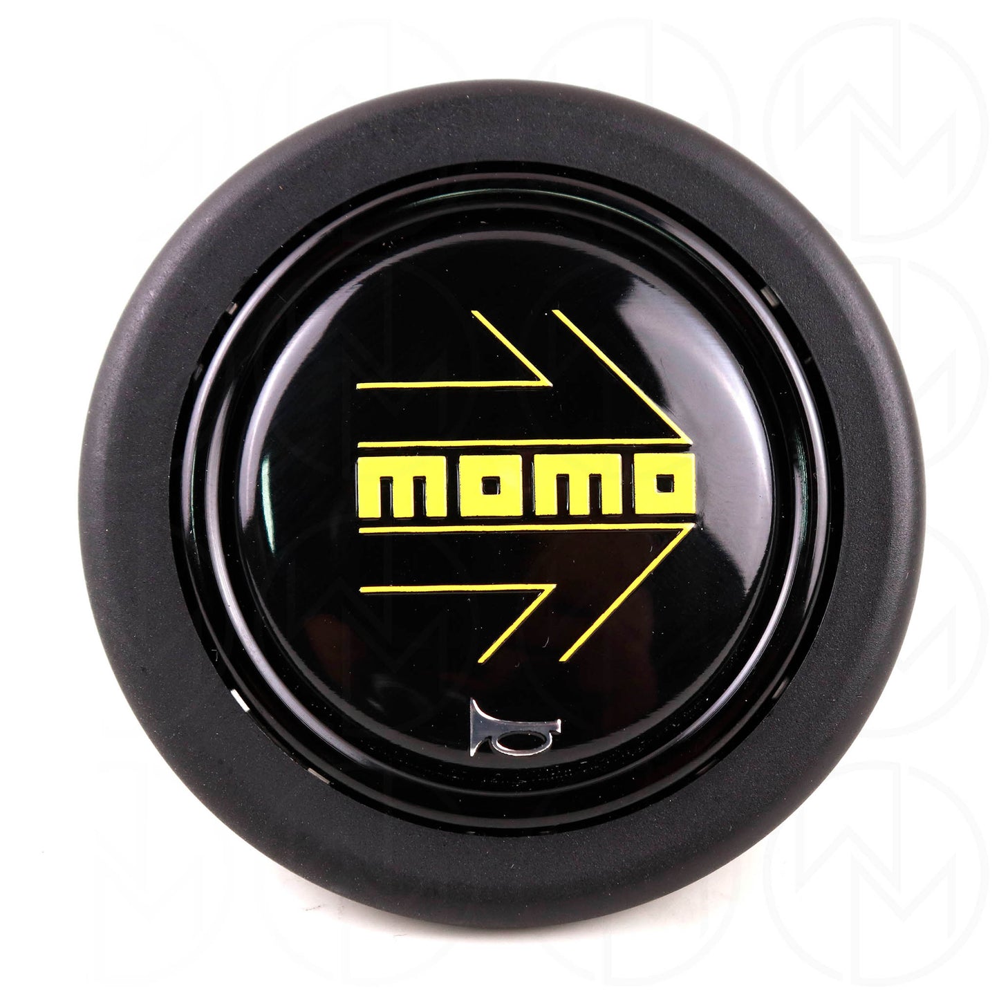 Momo Horn Button - Gloss Black / Yellow Logo