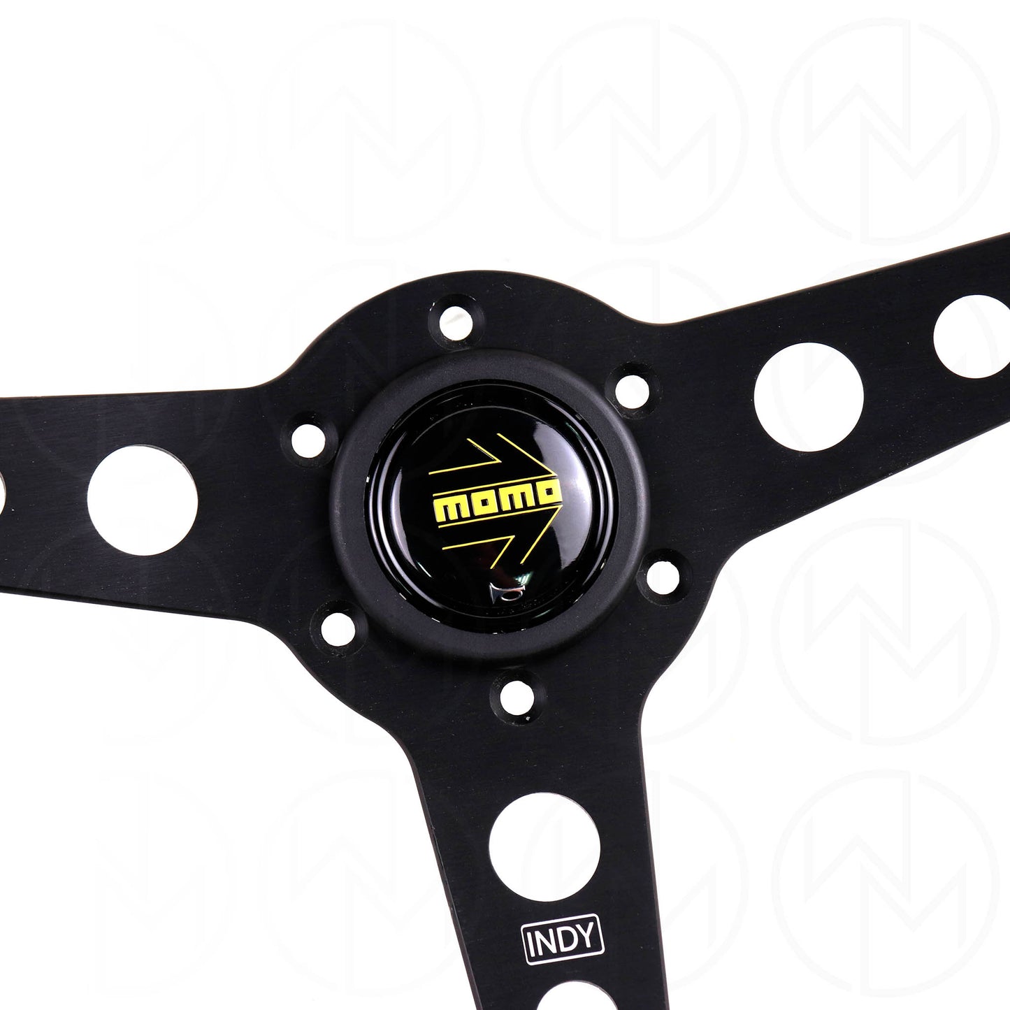 Momo Horn Button - Gloss Black / Yellow Logo