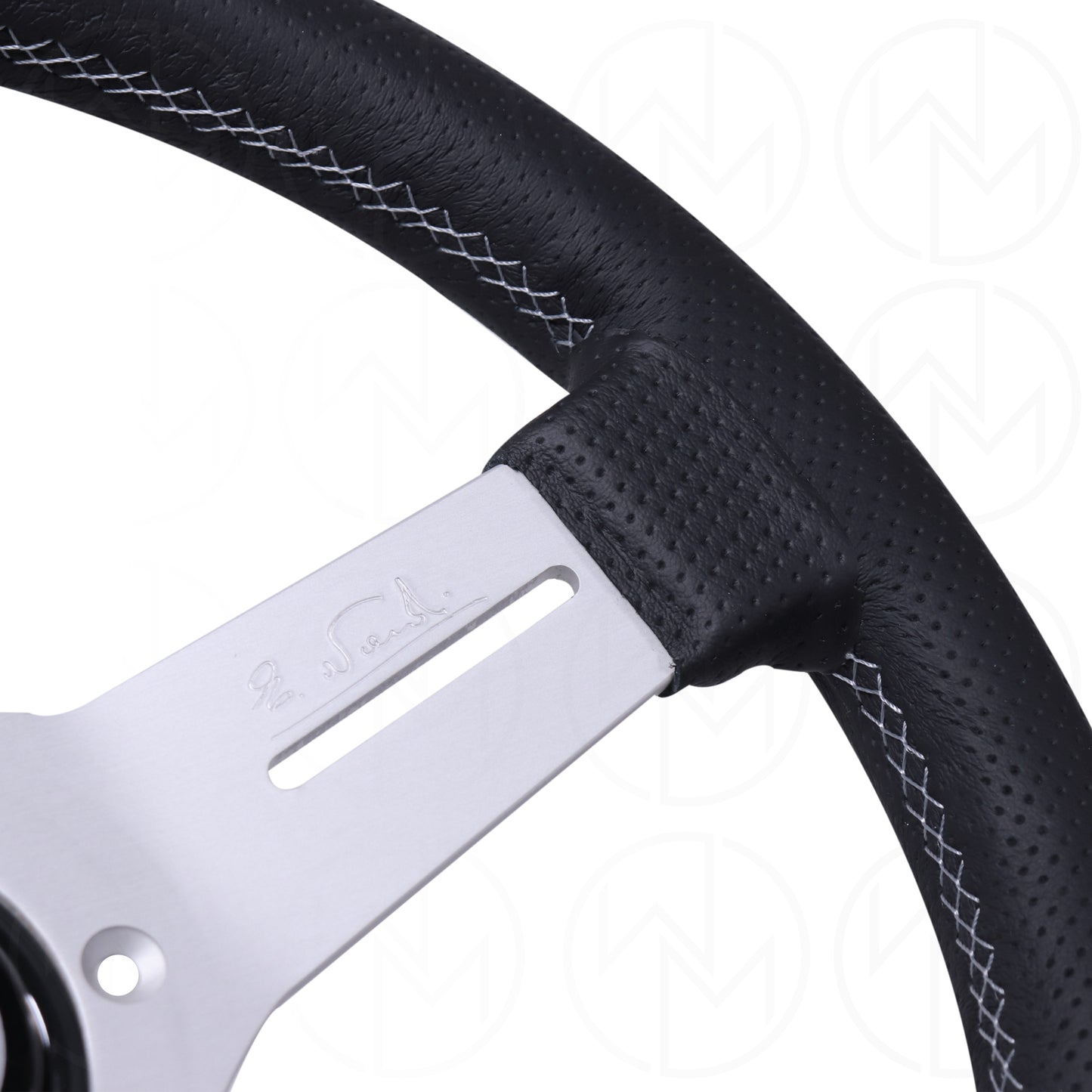 Nardi Competition Steering Wheel - 330mm Perforated Leather w/Silver Spokes & Grey Stitch