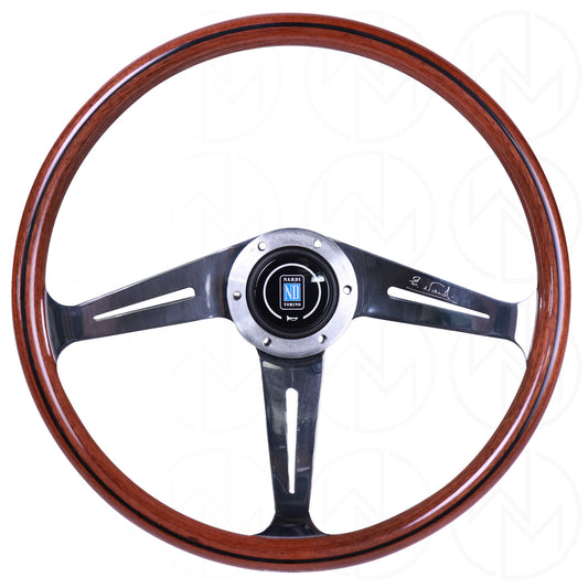 Nardi Classic ND 367 Wood Steering Wheel - 360mm Polished Spokes w/Ring Screws