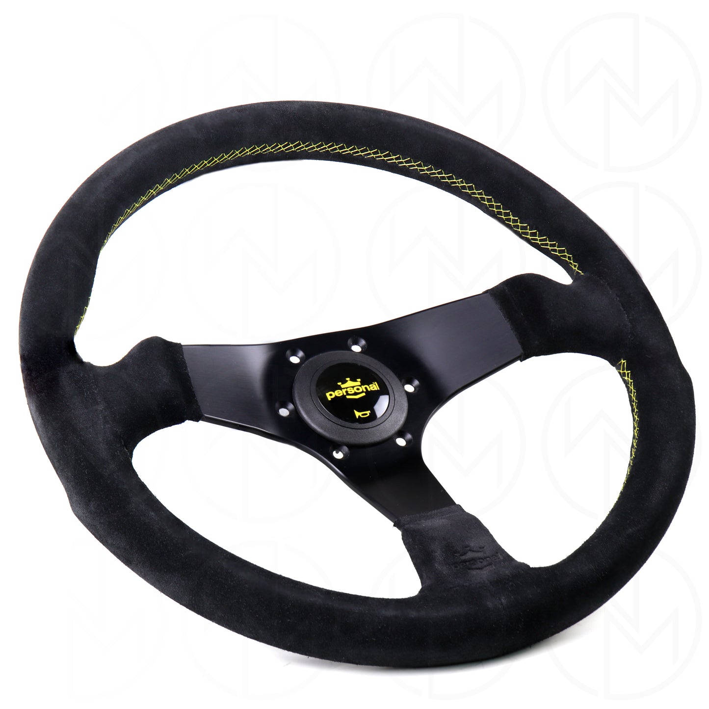 Personal Fitti Corsa Steering Wheel - 350mm Suede w/Yellow Stitch