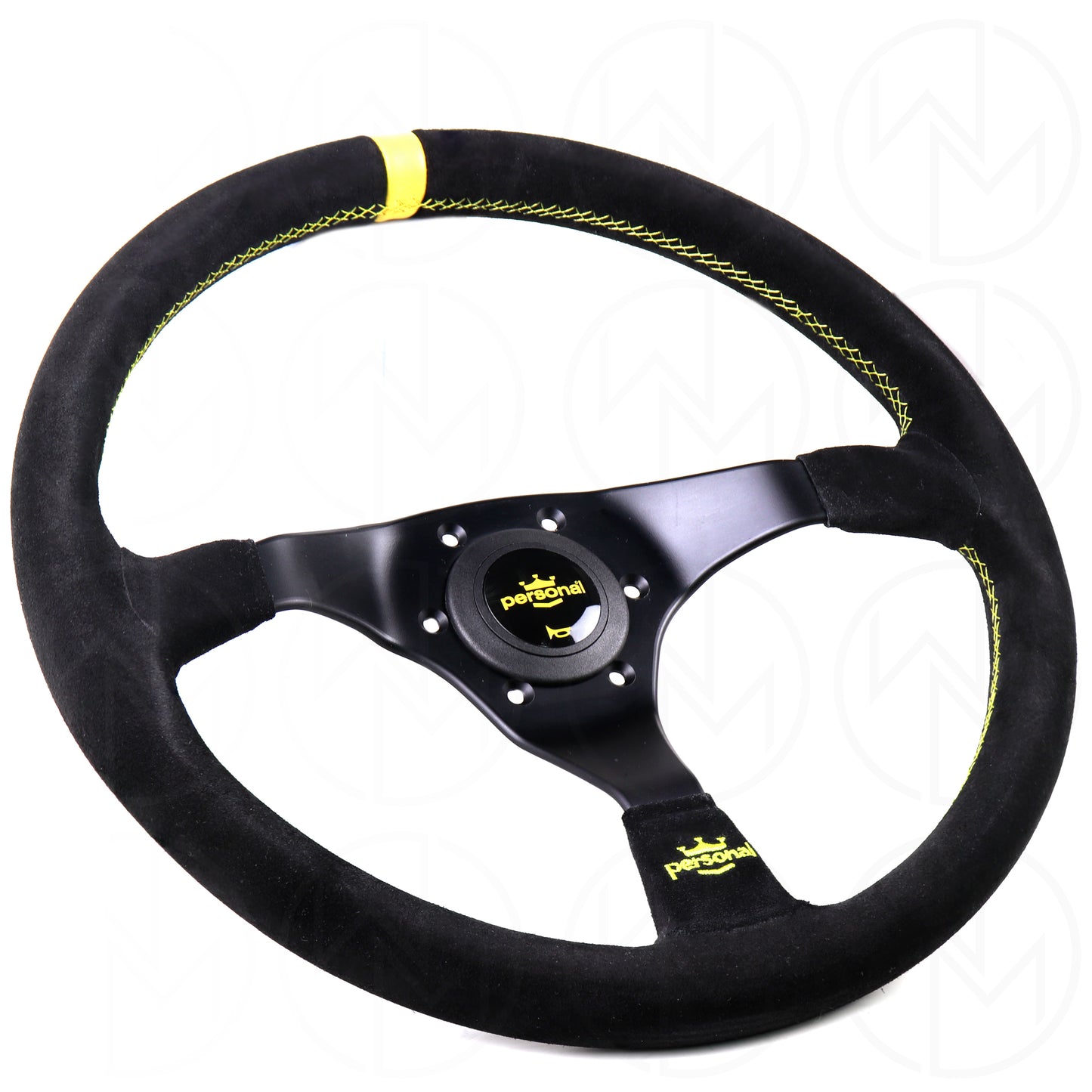 Personal Trophy Steering Wheel - 350mm Suede w/Yellow Stitch