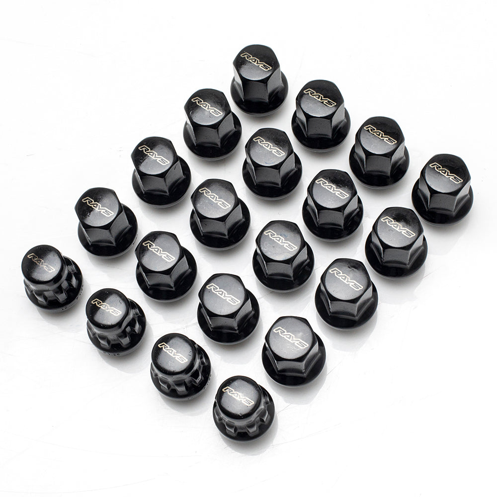 RAYS 17 Hex Lug Nuts and Lock Set - Black