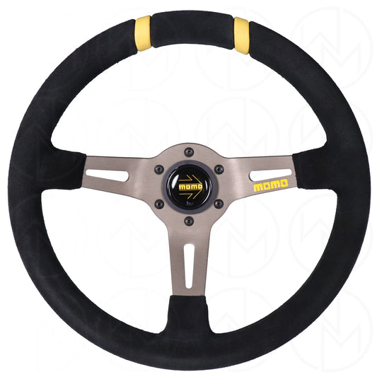 Momo Mod Drift Steering Wheel - 330mm Suede w/Yellow Center Stripes