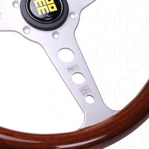 Momo Indy Heritage Line Wood Steering Wheel - 350mm w/Silver Spokes