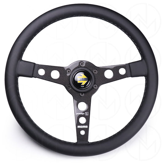Momo Prototipo 6C Steering Wheel - 350mm Leather w/Carbon Fiber Spokes