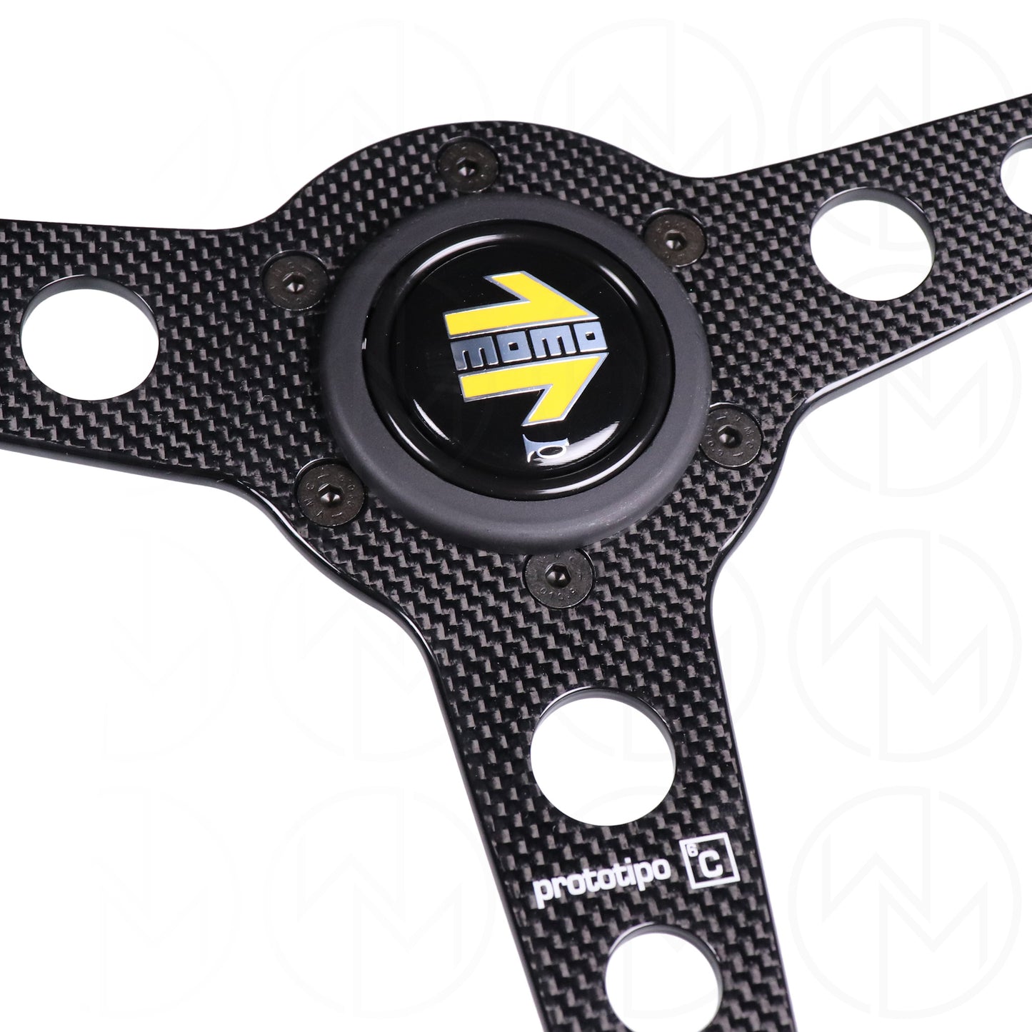 Momo Prototipo 6C Steering Wheel - 350mm Leather w/Carbon Fiber Spokes