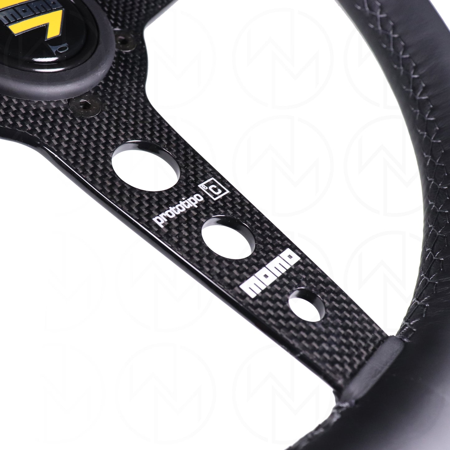 Momo Prototipo 6C Steering Wheel - 350mm Leather w/Carbon Fiber Spokes