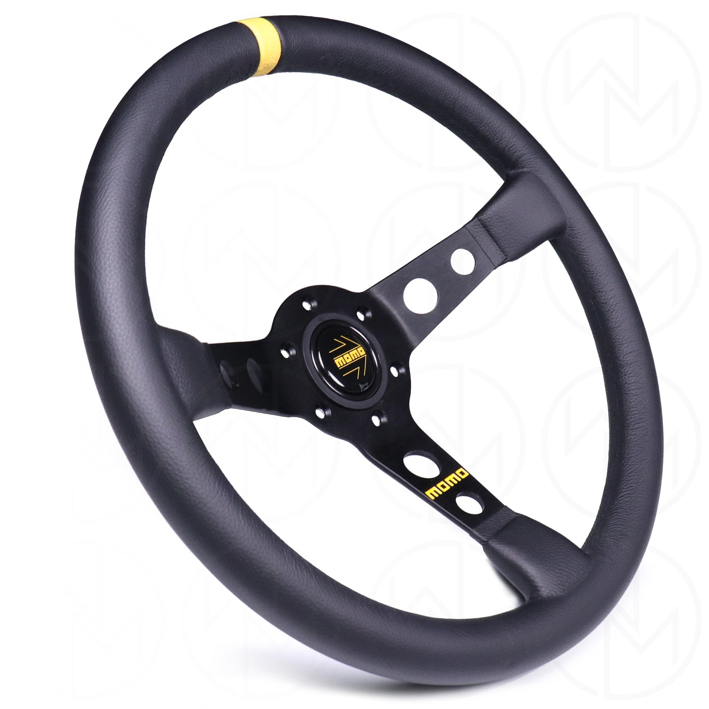 Momo Mod. 07 Steering Wheel - 350mm Leather w/Yellow Center Stripe
