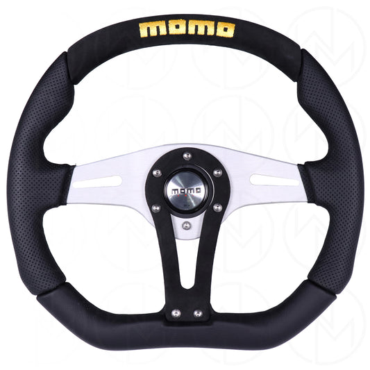 Momo Trek Steering Wheel - 350mm Leather Combo w/Embroidery