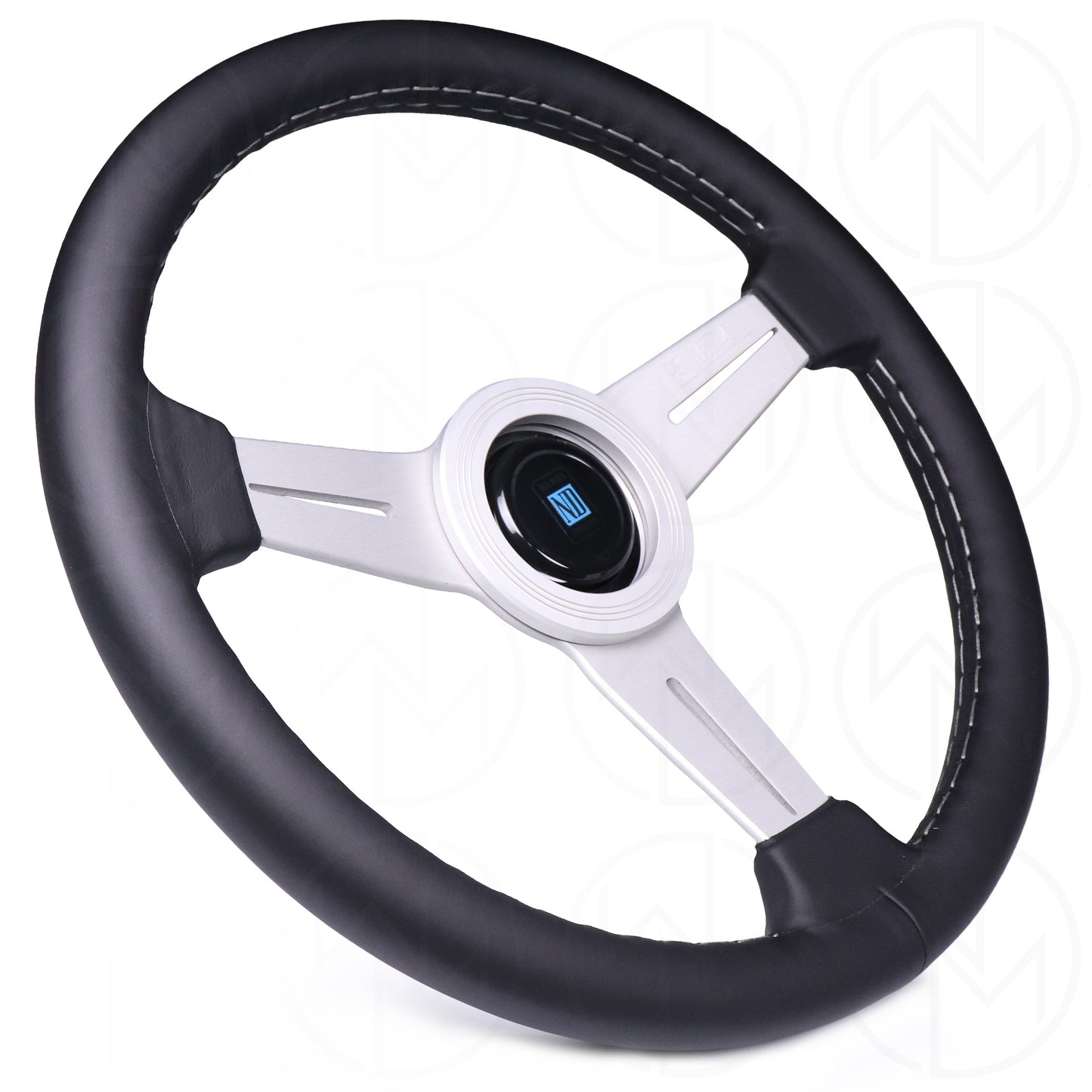 Nardi Classic Steering Wheel - 340mm Leather w/Silver Spoke & Ring and Grey Stitch