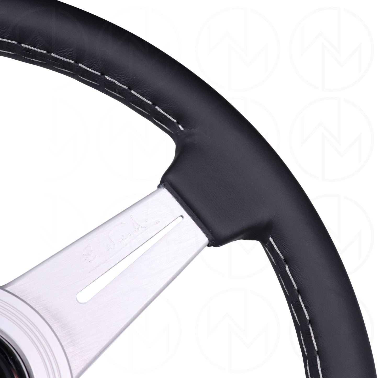 Nardi Classic Steering Wheel - 340mm Leather w/Silver Spoke & Ring and Grey Stitch