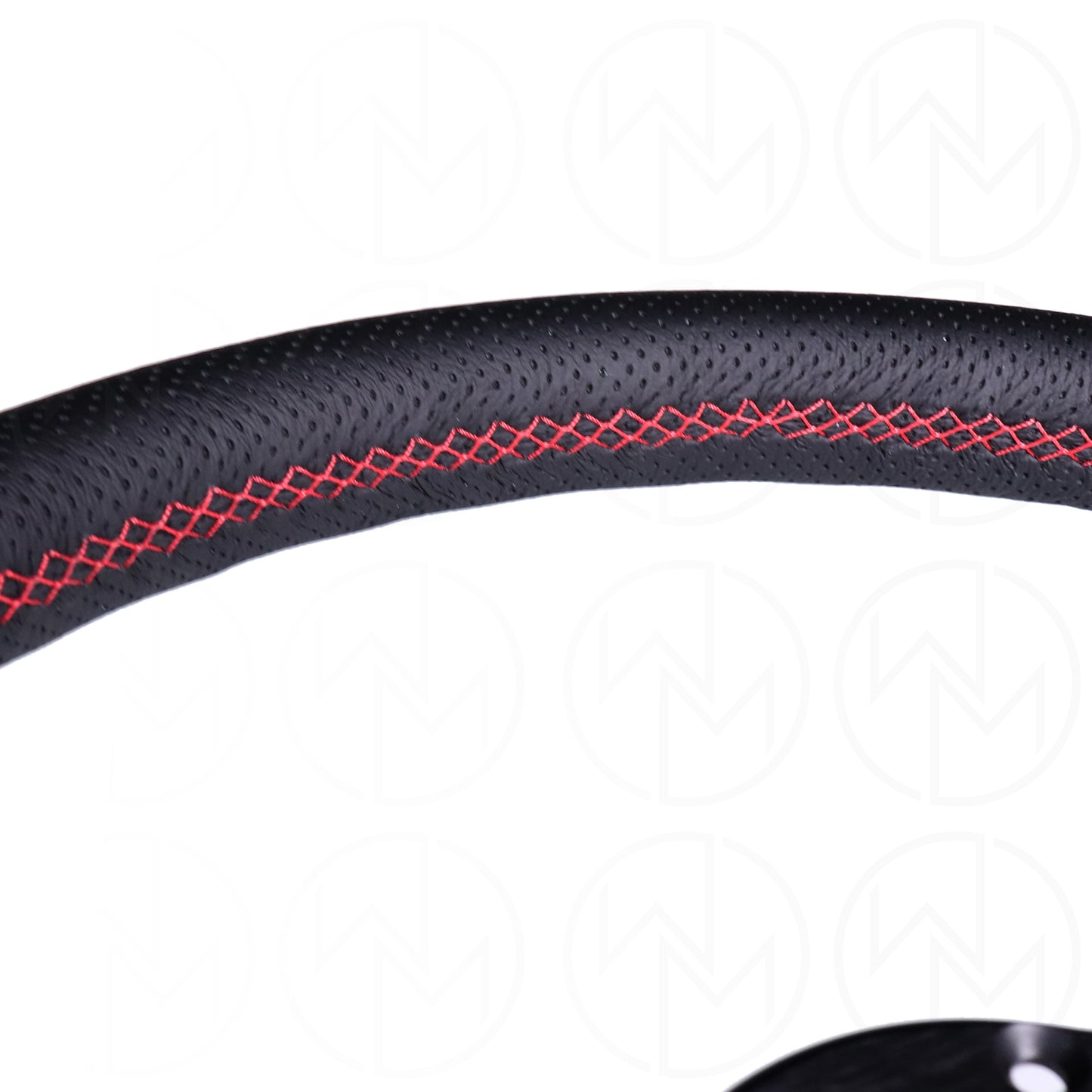 Nardi Deep Corn Steering Wheel - 330mm Perforated w/ Polished Spokes & Red Stitch