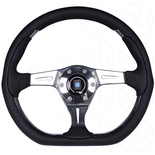 Nardi Kallista Metal Steering Wheel - 350mm Combo Leather w/Polished Spokes