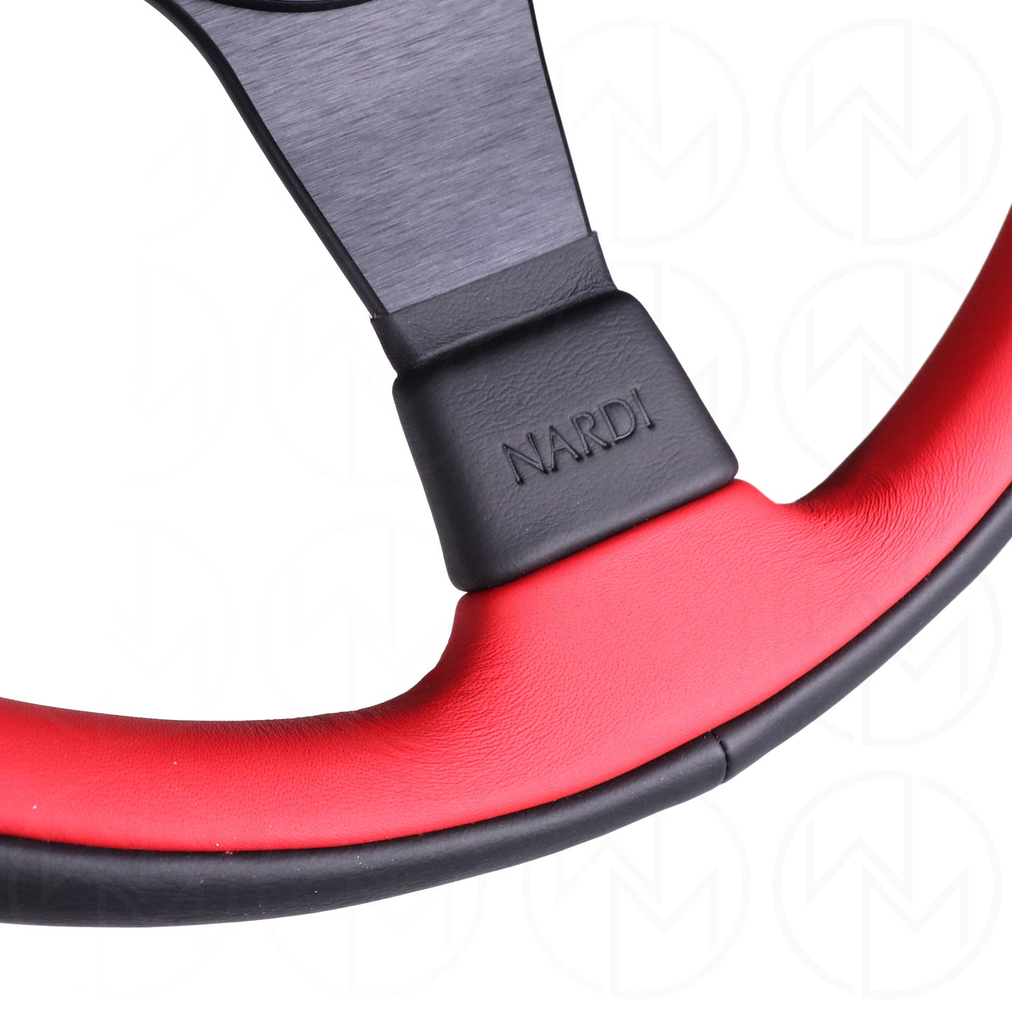 Nardi Leader Steering Wheel - 350mm Combo Black & Red Leather w/Black Stitch