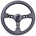 NRG Sports Steering Wheel - 350mm Leather w/Spoke Holes & Black Stitch