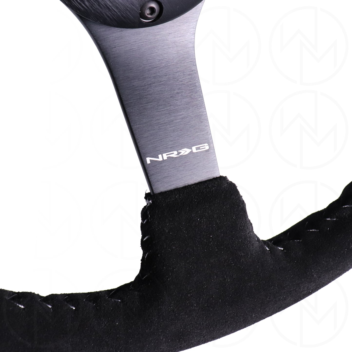 NRG Sport Steering Wheel - 350mm Suede w/Solid Spoke & Baseball Silver Stitch