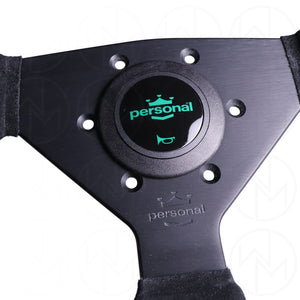 Personal Grinta Steering Wheel - 350mm Suede w/Green Stitch