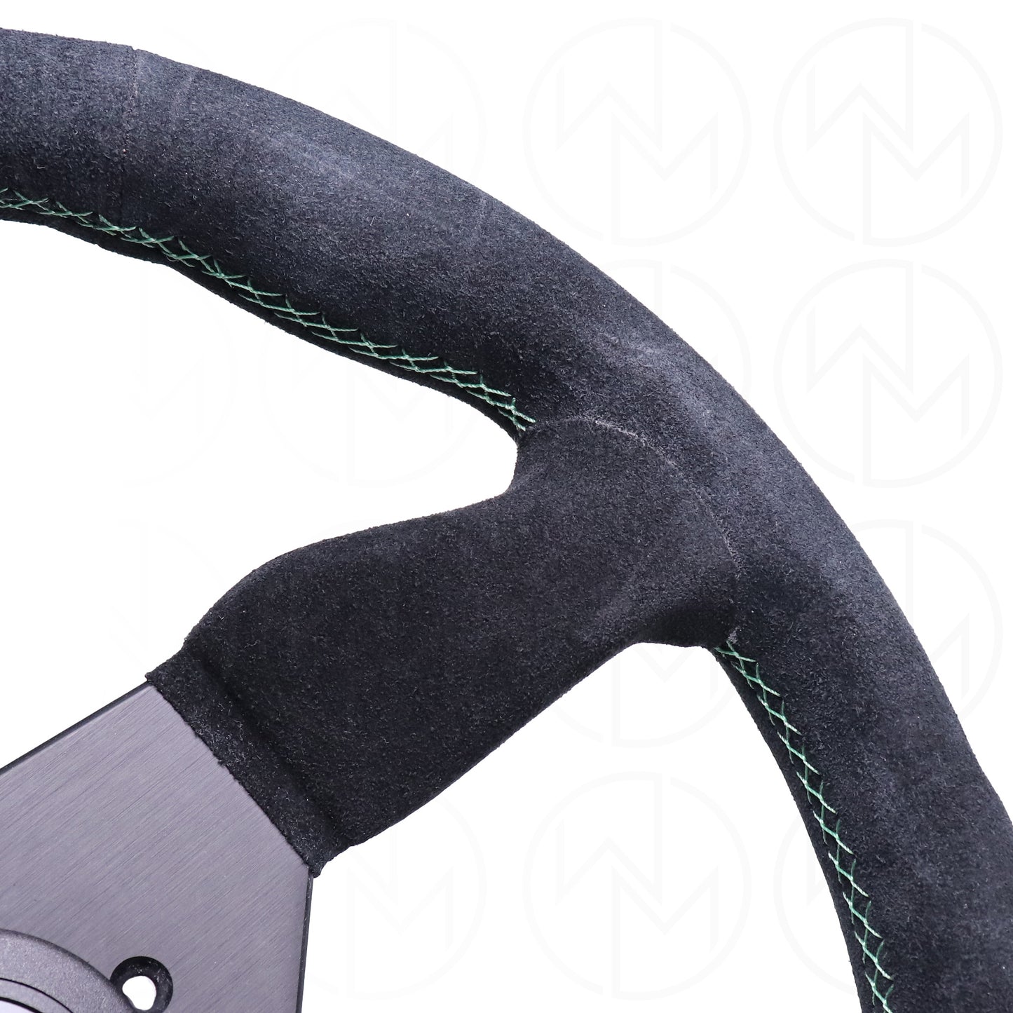 Personal Grinta Steering Wheel - 350mm Suede w/Green Stitch