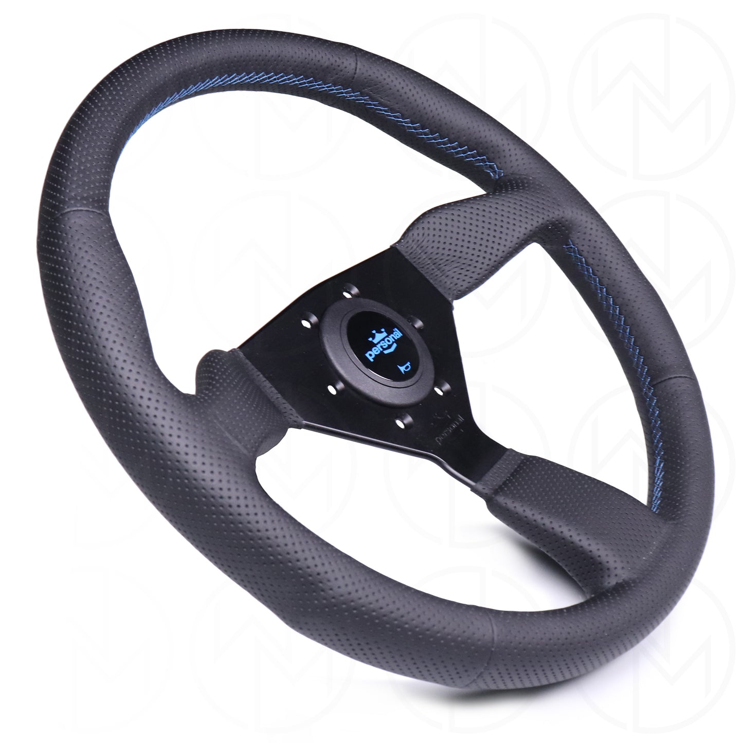 Personal Grinta Steering Wheel - 350mm Perforated Leather w/Blue Stitch