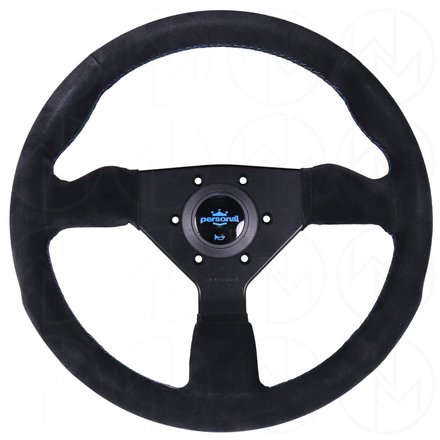 Personal Grinta Steering Wheel - 350mm Suede w/Blue Stitch