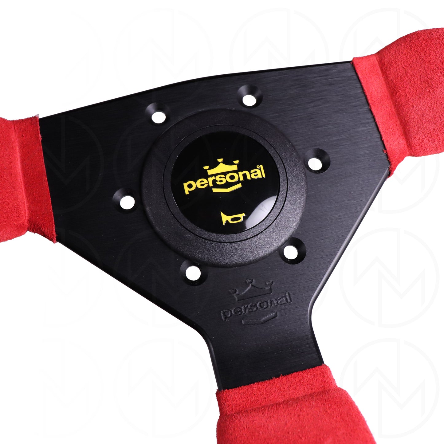 Personal Grinta Steering Wheel - 330mm Red Suede w/Yellow Stitch
