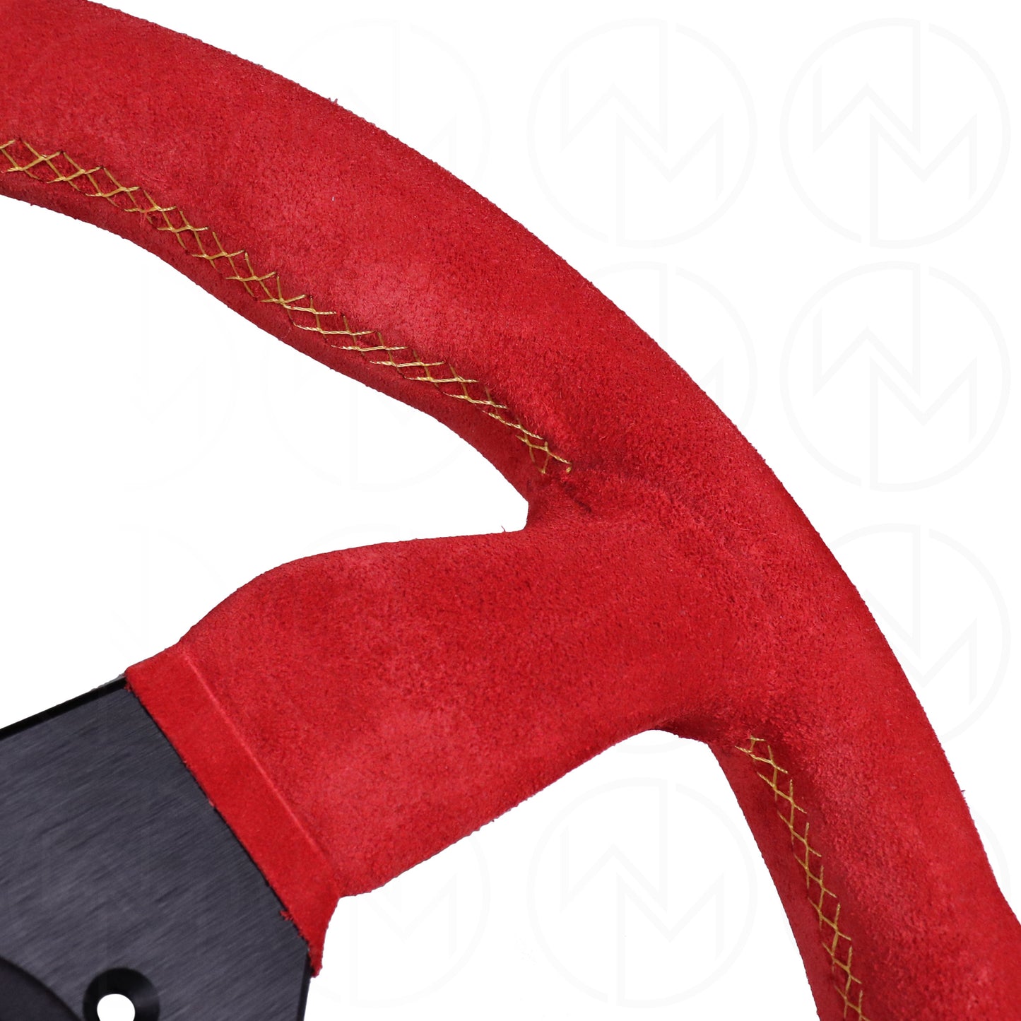 Personal Grinta Steering Wheel - 330mm Red Suede w/Yellow Stitch