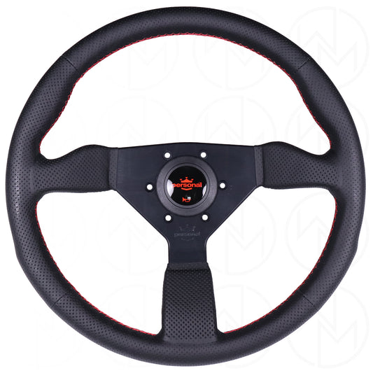 Personal Grinta Steering Wheel - 330mm Perforated Leather w/Red Stitch