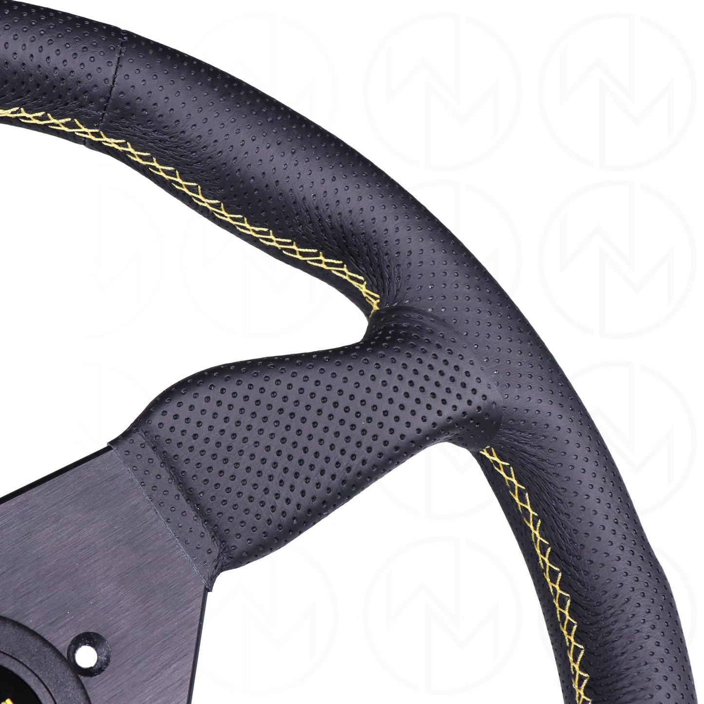 Personal Grinta Steering Wheel - 350mm Perforated Leather w/Yellow Stitch