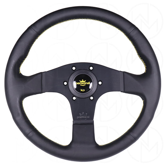 Personal Neo Actis Steering Wheel - 330mm Leather w/Yellow Stitch