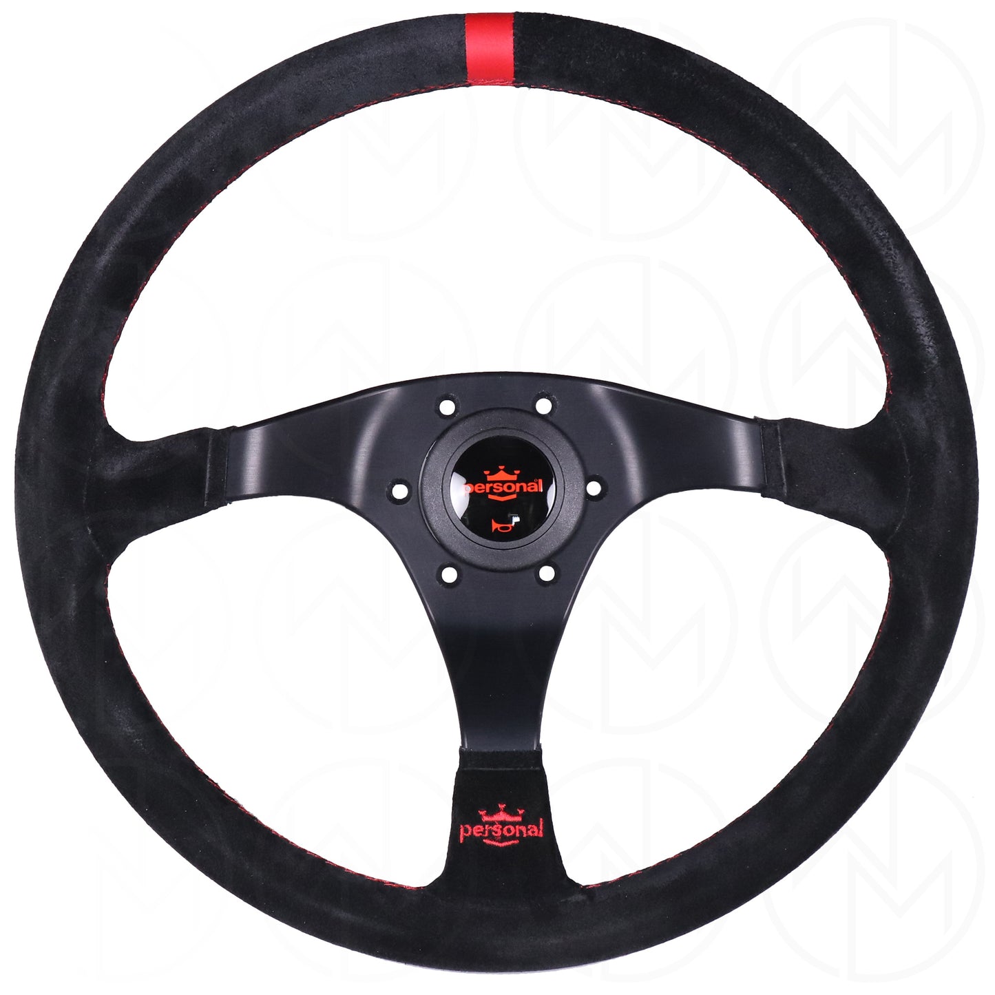 Personal Trophy Steering Wheel - 350mm Suede w/Red Stitch
