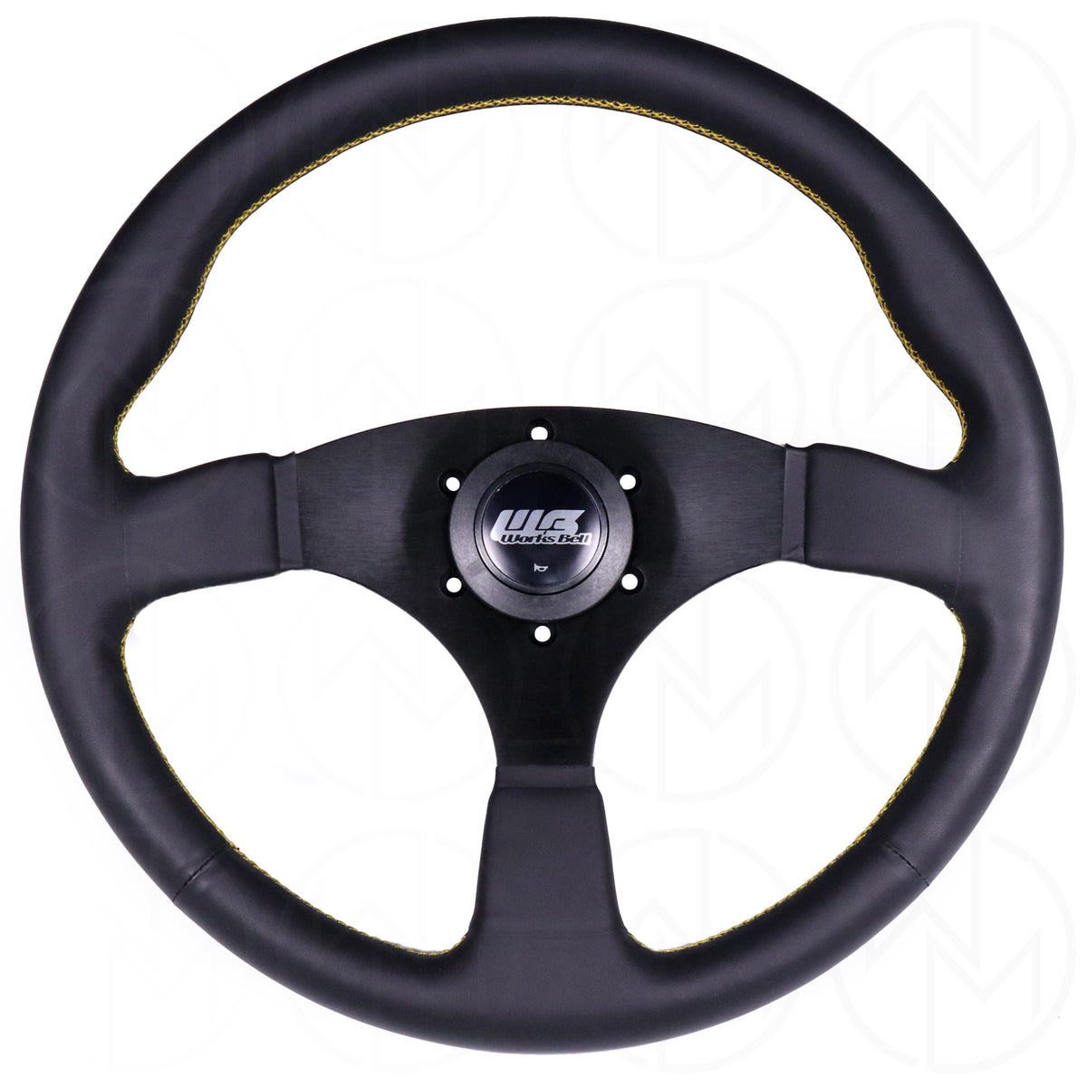 Works Bell Type III Steering Wheel 350mm Leather w/Yellow Stitch