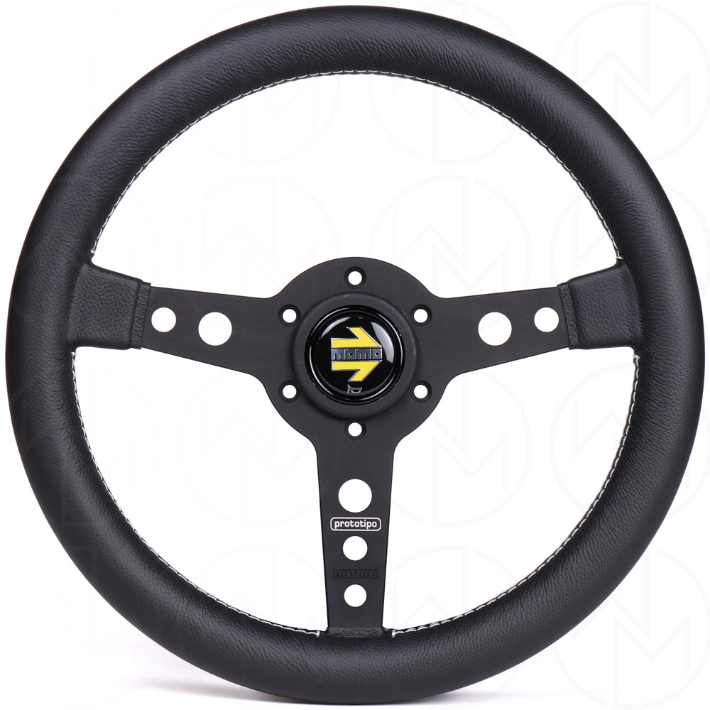 Momo Prototipo Steering Wheel - 320mm Leather w/Black Spokes