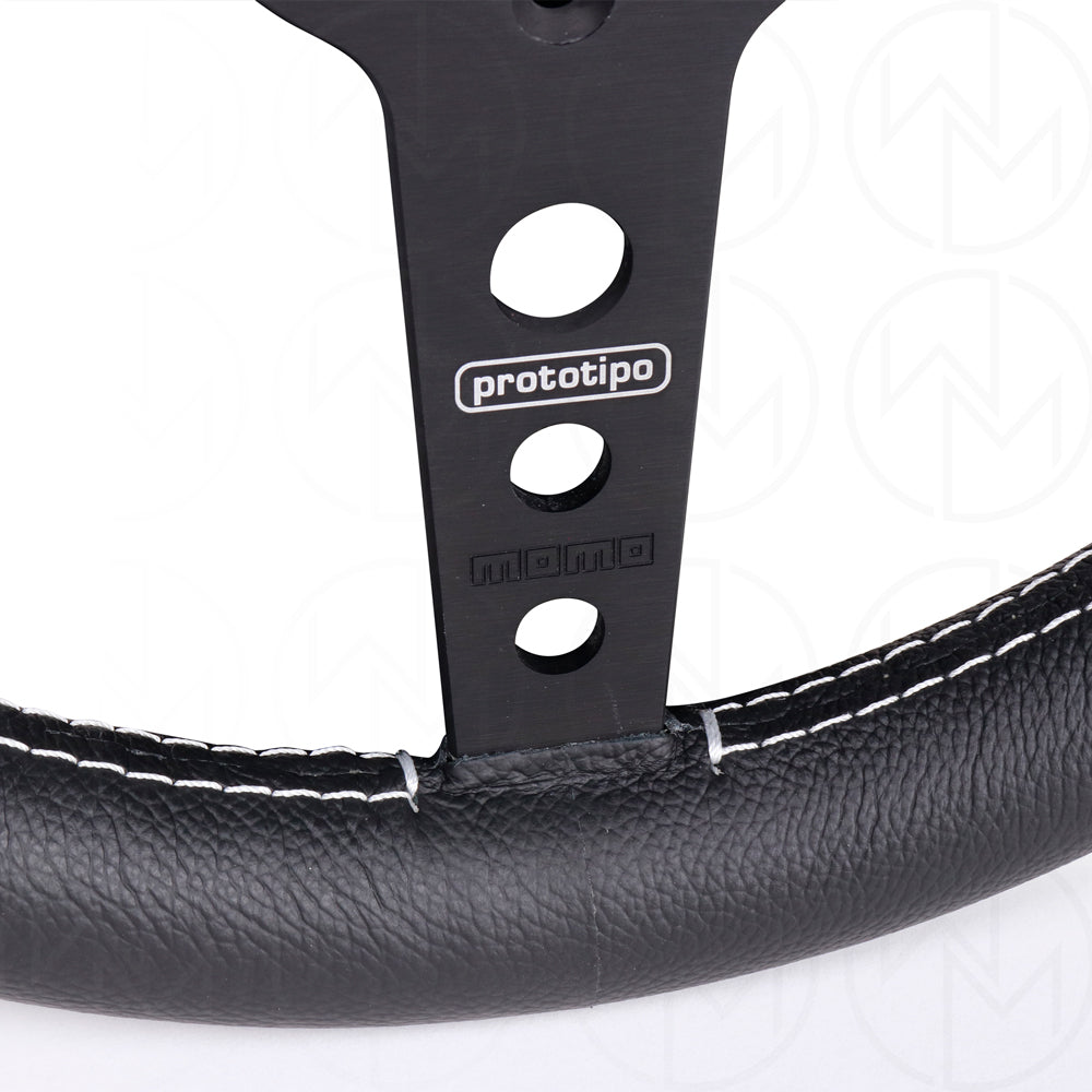 Momo Prototipo Steering Wheel - 320mm Leather w/Black Spokes