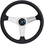 Nardi Sport Rally Deep Corn Steering Wheel - 350mm Perforated Leather w/Silver Spokes and Red Stitch