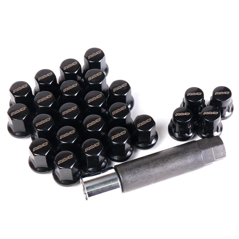 RAYS 17 Hex L31 Lugnut And Lock Set 6H Black - M12x1.50