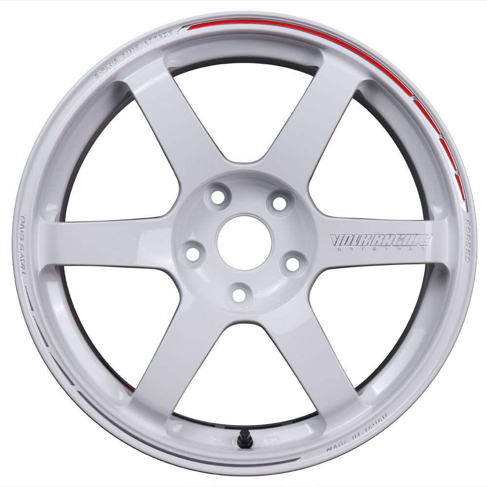 Volk Racing TE37 Saga S-Plus Time Attack Wheels - White/Redot / 18x9.5 / 5x120 / +38