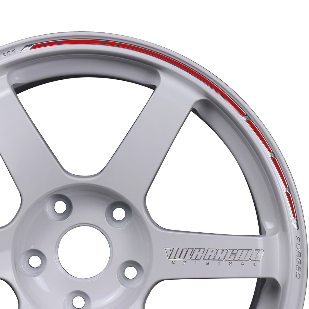 Volk Racing TE37 Saga S-Plus Time Attack Wheels - White/Redot / 18x9.5 / 5x120 / +38