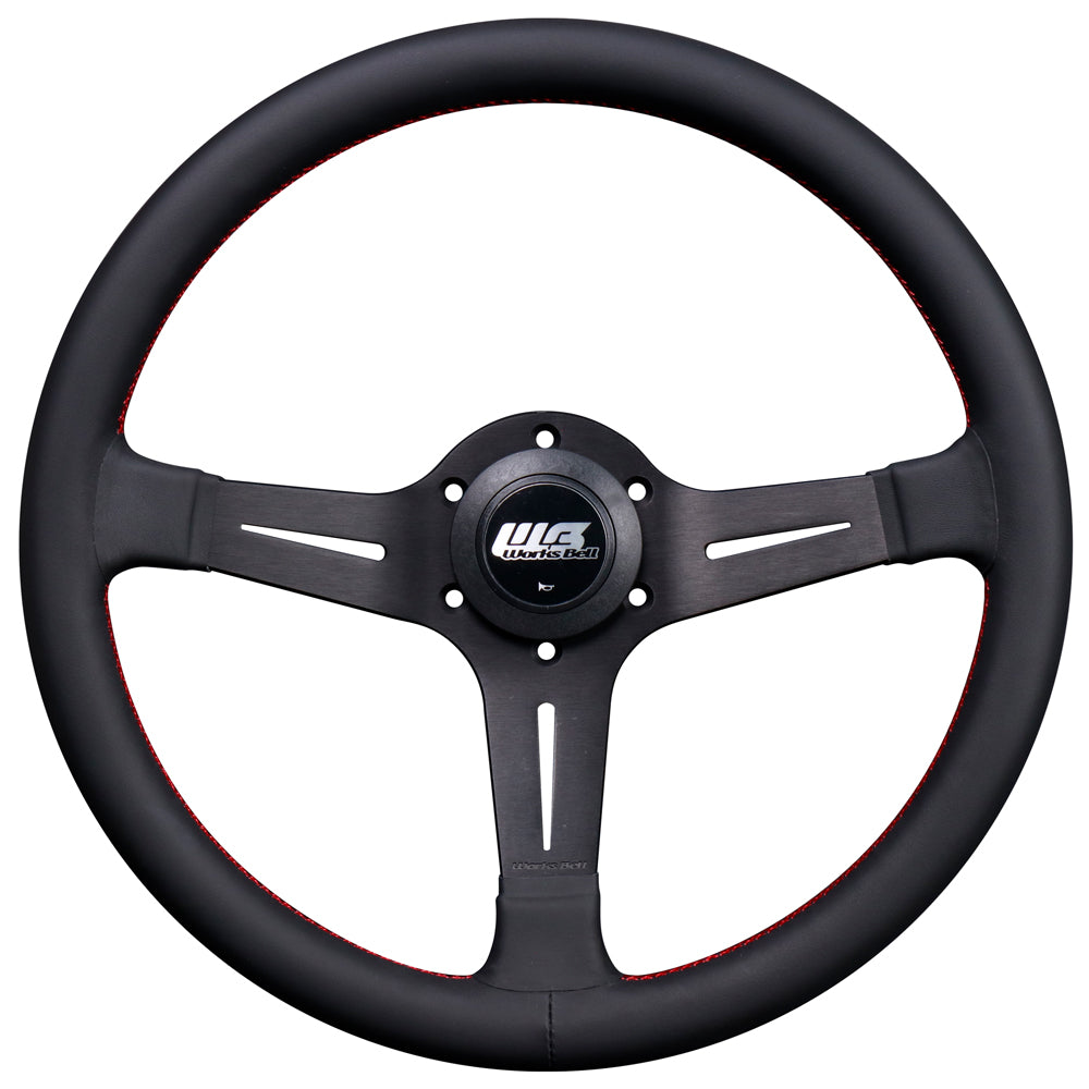 Works Bell Classic Steering Wheel - 340mm Leather w/ Red Stitch
