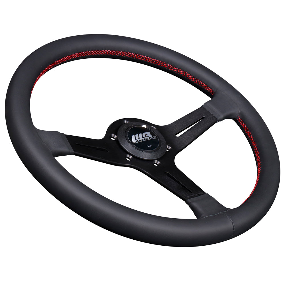 Works Bell Classic Steering Wheel - 340mm Leather w/ Red Stitch