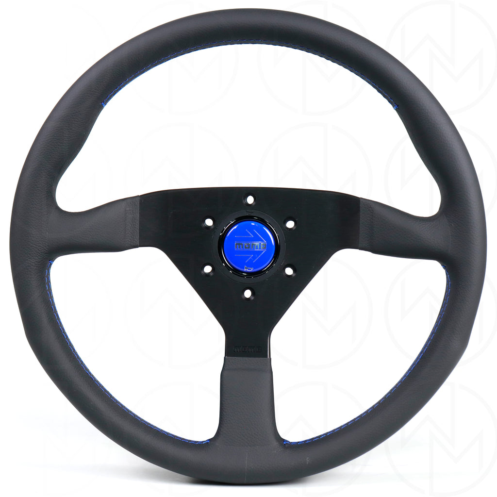 Momo Monte Carlo Steering Wheel - 350mm Leather w/ Blue Stitch