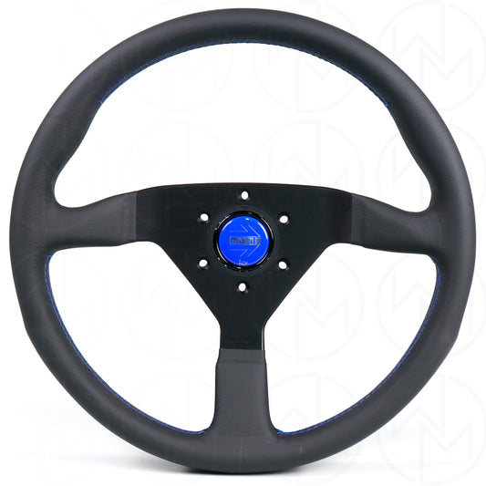 Momo Monte Carlo Steering Wheel - 350mm Leather w/ Blue Stitch