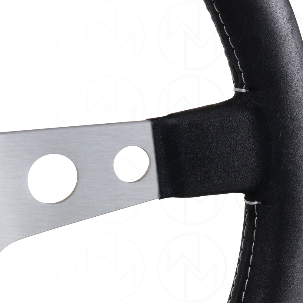 Momo Prototipo Heritage Steering Wheel - 350mm Leather w/ Silver Spokes
