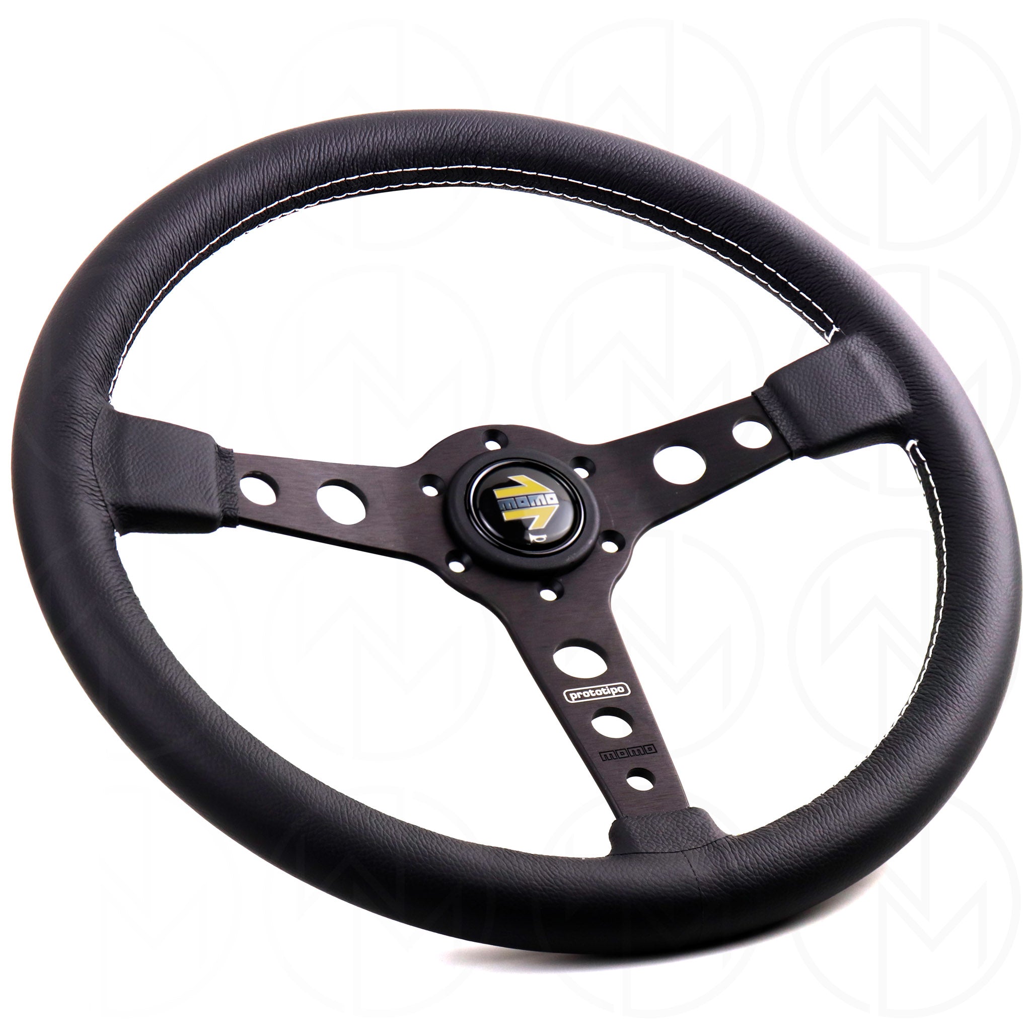 Momo Prototipo Steering Wheel - 370mm Leather w/Black Spokes