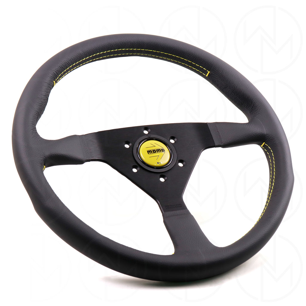 Momo Monte Carlo Steering Wheel - 350mm Leather w/Yellow Stitch