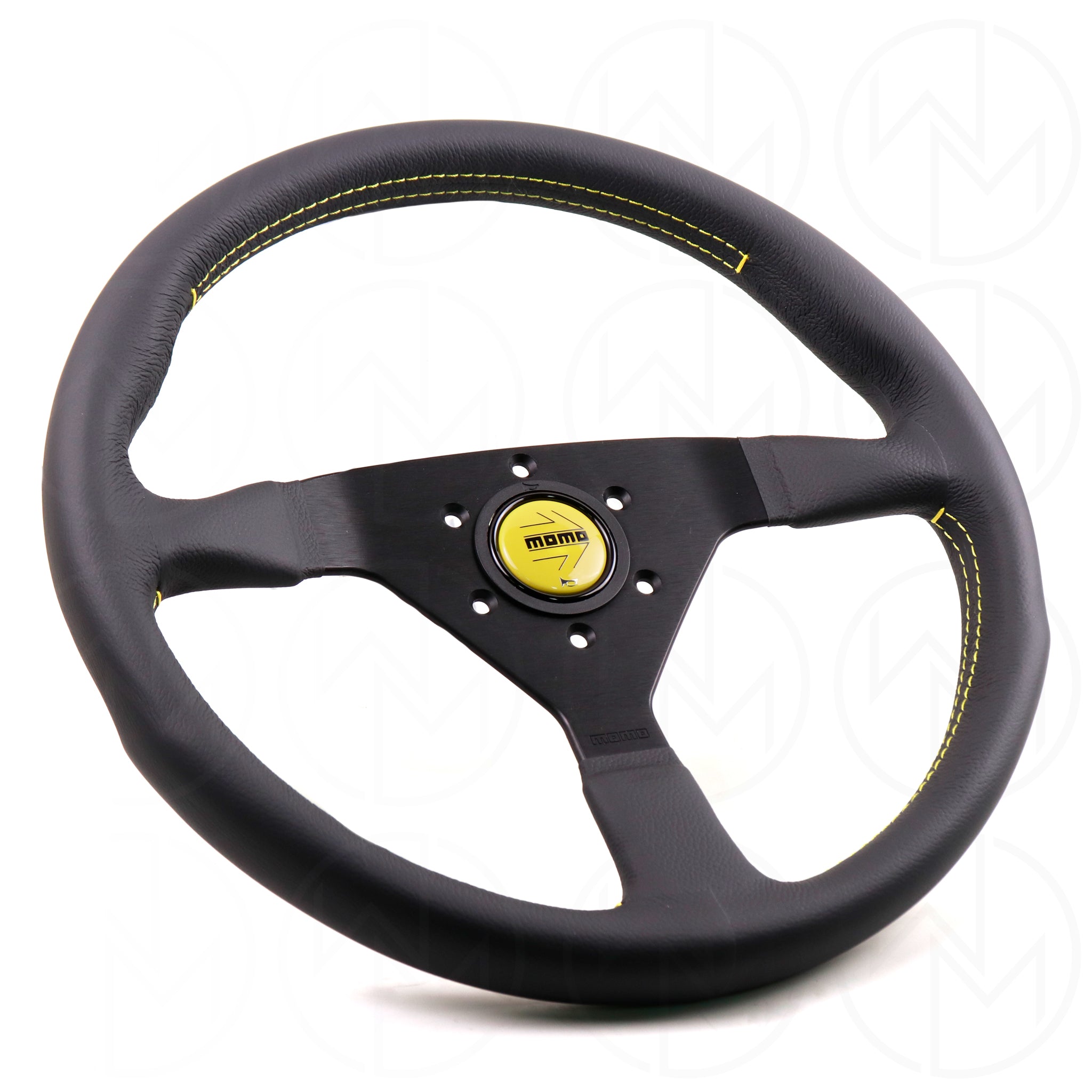 Momo Monte Carlo Steering Wheel - 350mm Leather w/Yellow Stitch