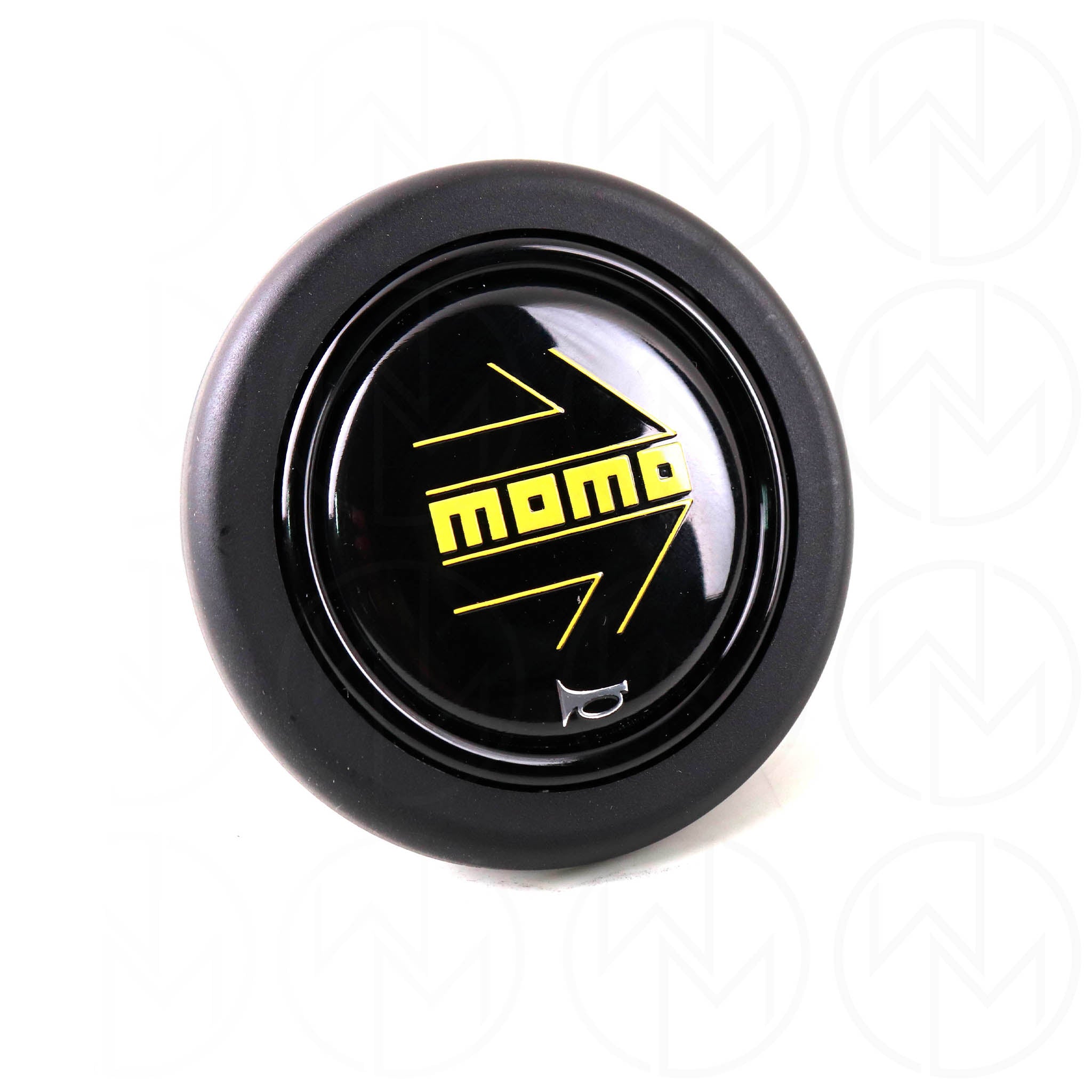 Momo Horn Button - Gloss Black / Yellow Logo