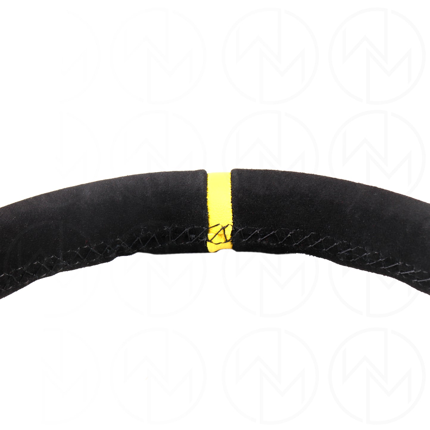 NRG Sports Steering Wheel - 350mm Suede w/Yellow Marker & Spoke Holes w/Black Stitch